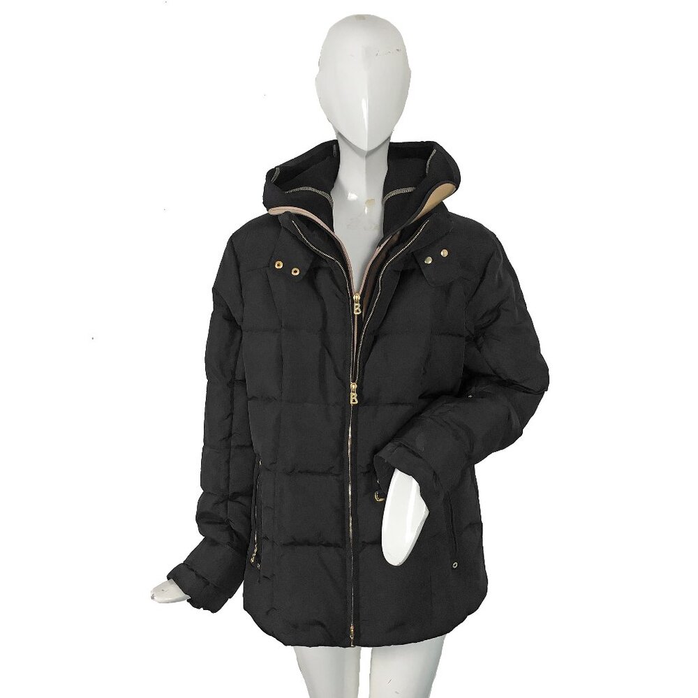 NEW Bogner Lindsy-D Down Puffer Jacket! 12 Black With Gold Trim & Leopard Lining